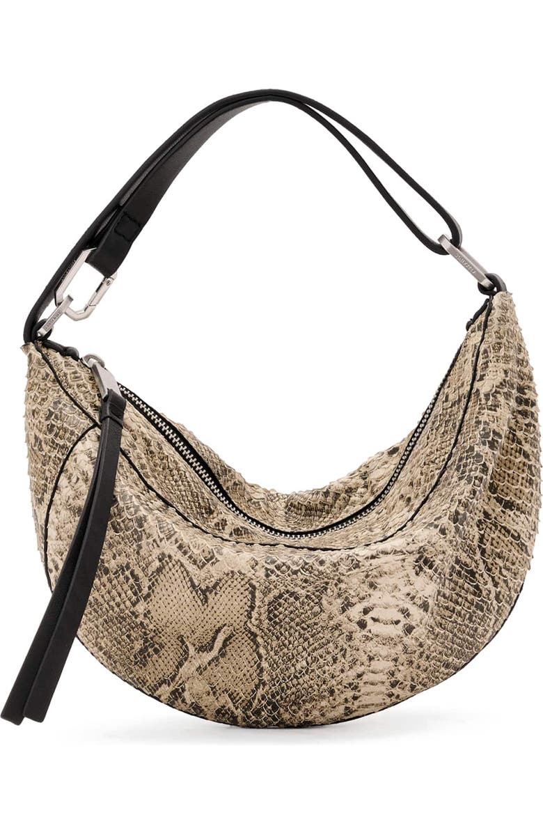 Mirco Luna Snakeskin Embossed Leather Shoulder Bag