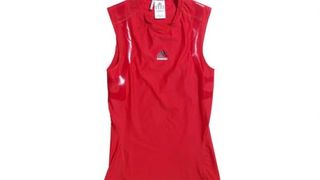 The compression fabric and polyurethane bands in this close-fitting singlet are meant to speed up your muscles’ energy production, enhancing performance. We didn’t notice that while running but it was certainly comfy and breathable. Go to the Adidas website for more information.