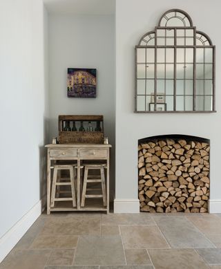 Beswick Stone floor in open-plan kitchen diner