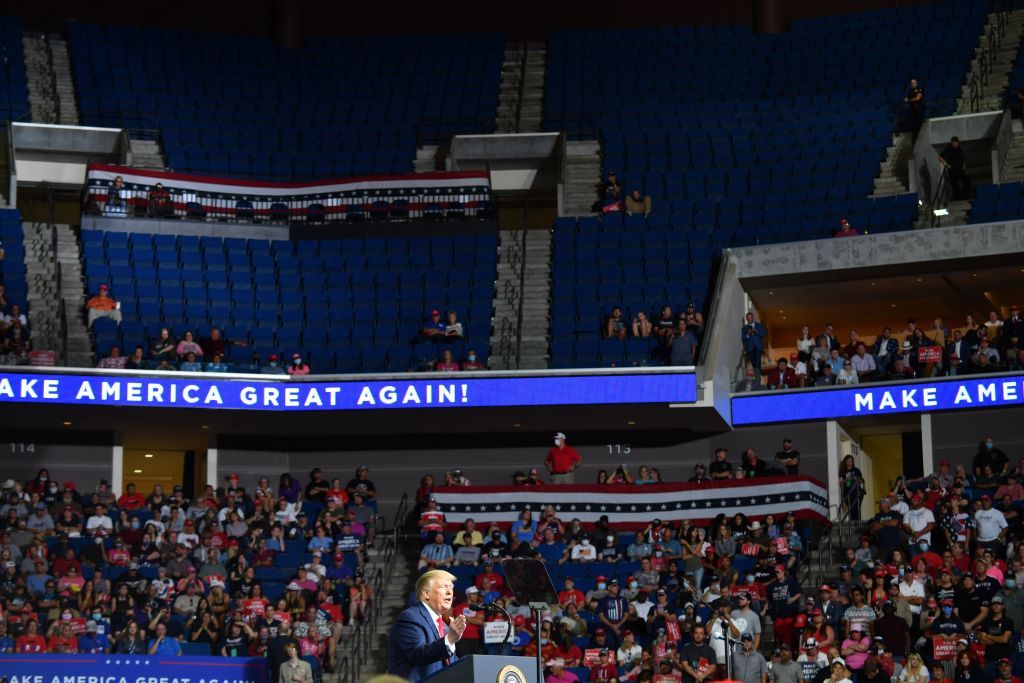 Trump at his rally in Tulsa.