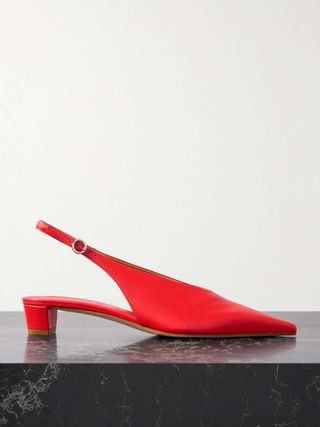 Oti Leather Point-Toe Slingback Pumps