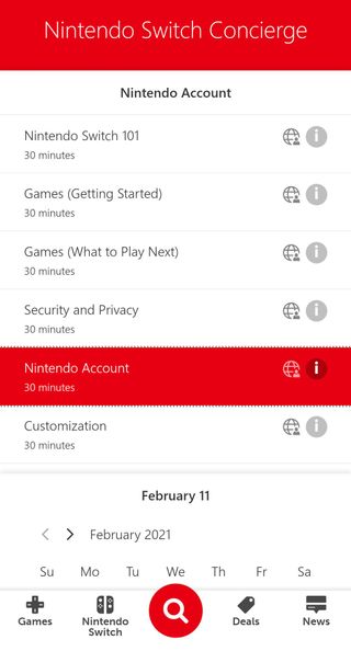 Nintendo Switch Concierge Select Topic