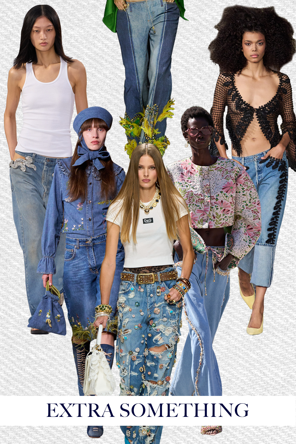 A selection of runway models showcase the biggest denim trends of spring/summer 2027 on the runway