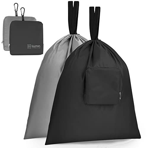 Travel Laundry Bags, 2 Pack Dirty Laundry Travel Bag, Quatish Foldable Dirty Clothes Bag for Traveling, Washable and Small Laundry Bag With Handles for Suitcase, Gym, Camping