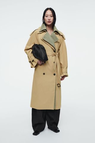 Casaco Trench Coat Trespassado Em Camadas