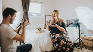 photoshoot with lady and her dog