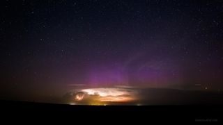 Aurora Behind Building Thunderstorm by Randy Halverson 