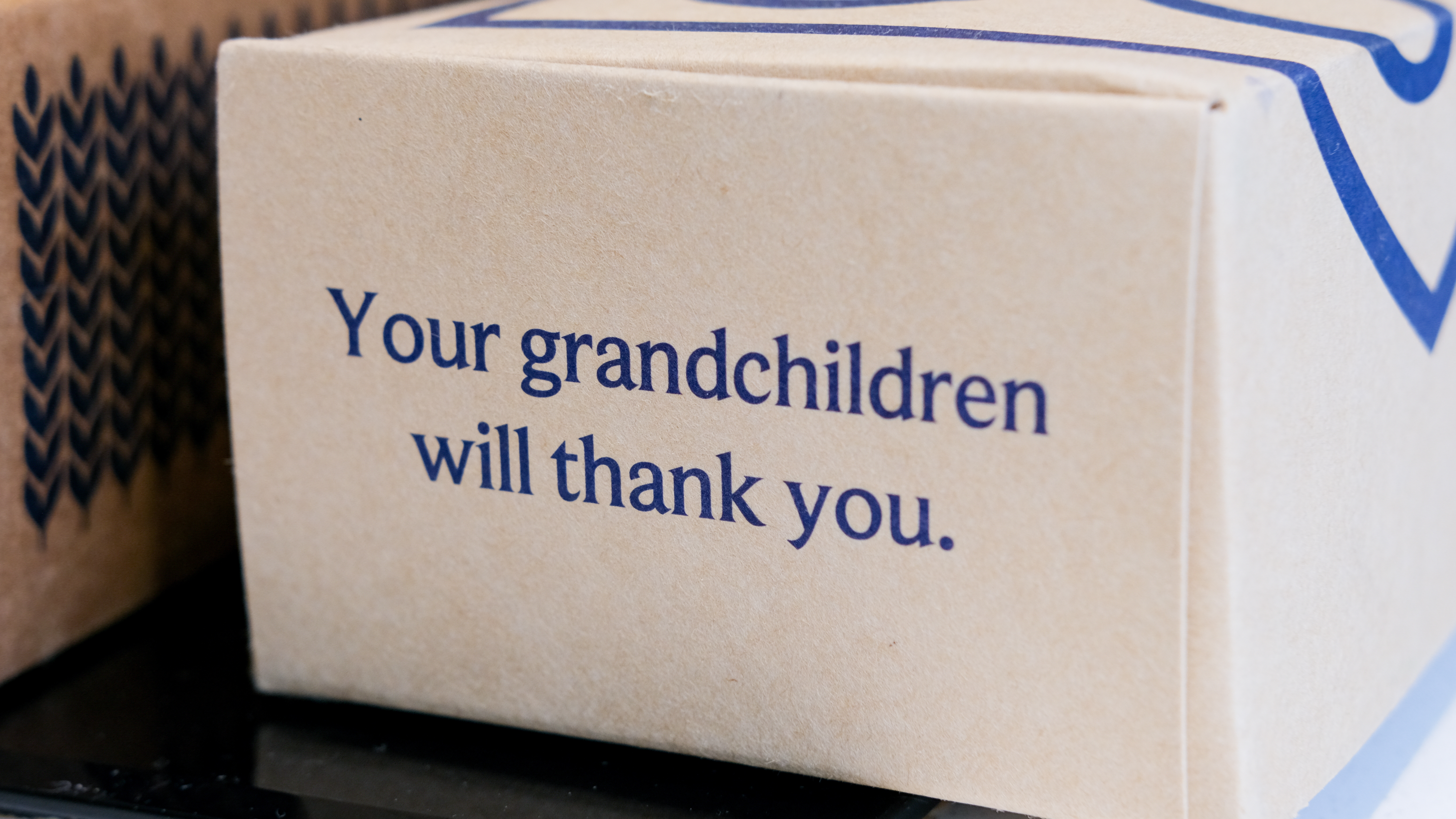 The Field Company Skillet box with "ground grandchildren will thank you" written on the side.