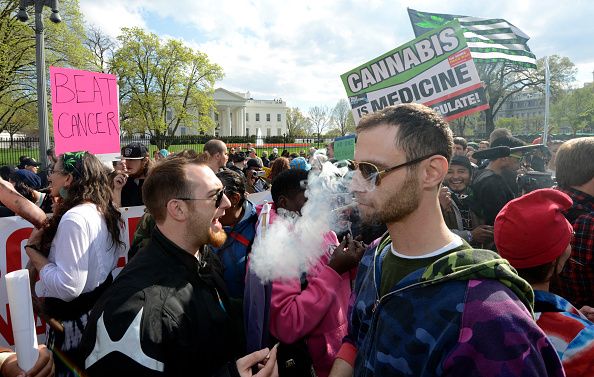 Demonstrators protest in favor of pot legalization