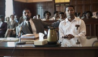Just Mercy Michael B. Jordan and Jamie Foxx in a courtroom scene