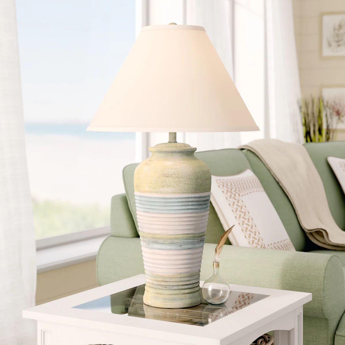 Green, white and blue lamp