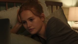 Madelaine Petsch's Charlie looking at a computer in Maintenance Required.