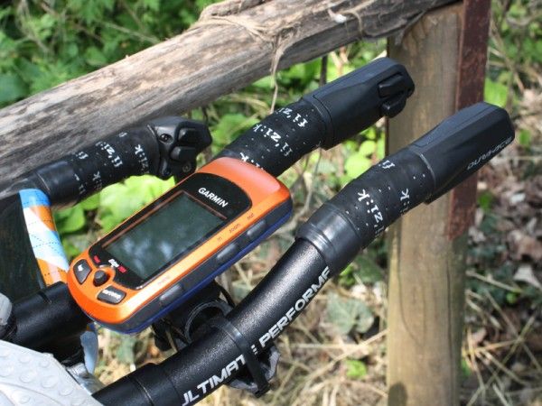 Another set of shifters out on the base bar lets Zabriskie shift in a variety of hand positions.