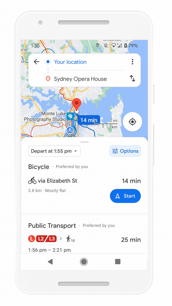 Google Maps new routing experience