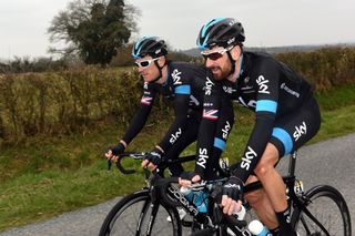 Geraint Thomas and Bradley Wiggins during another sedate moment at Paris-Nice. Photo: Graham Watson