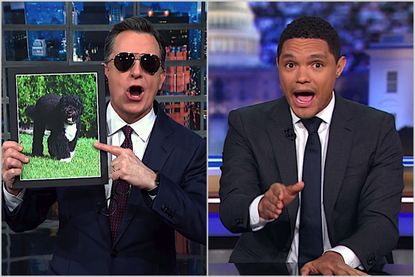 Trevor Noah and Stephen Colbert stop-and-frisk Bloomberg