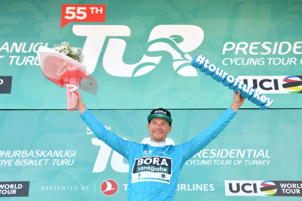 Sam Bennett on the podium