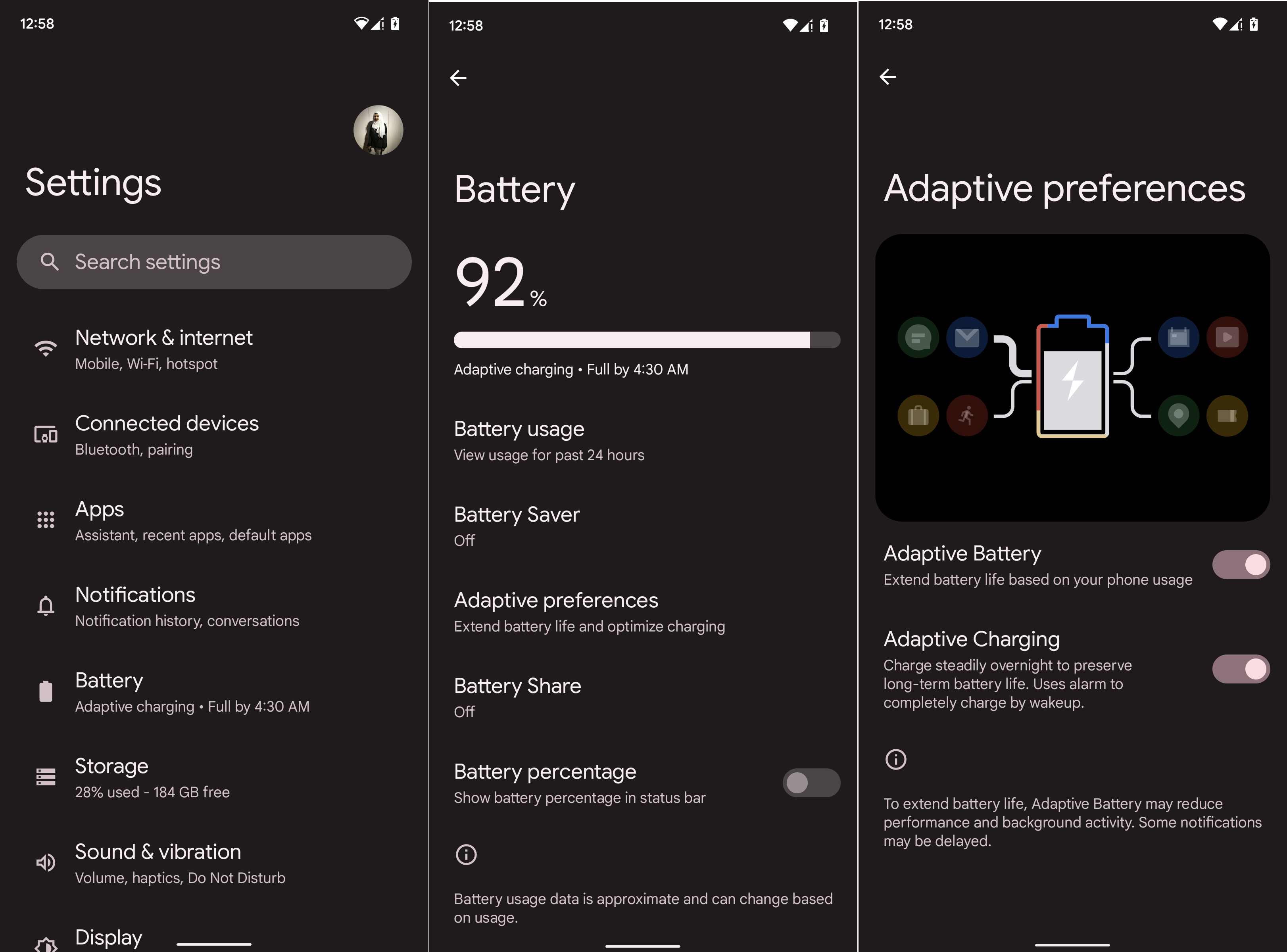 How to turn off adaptive charging on a Pixel