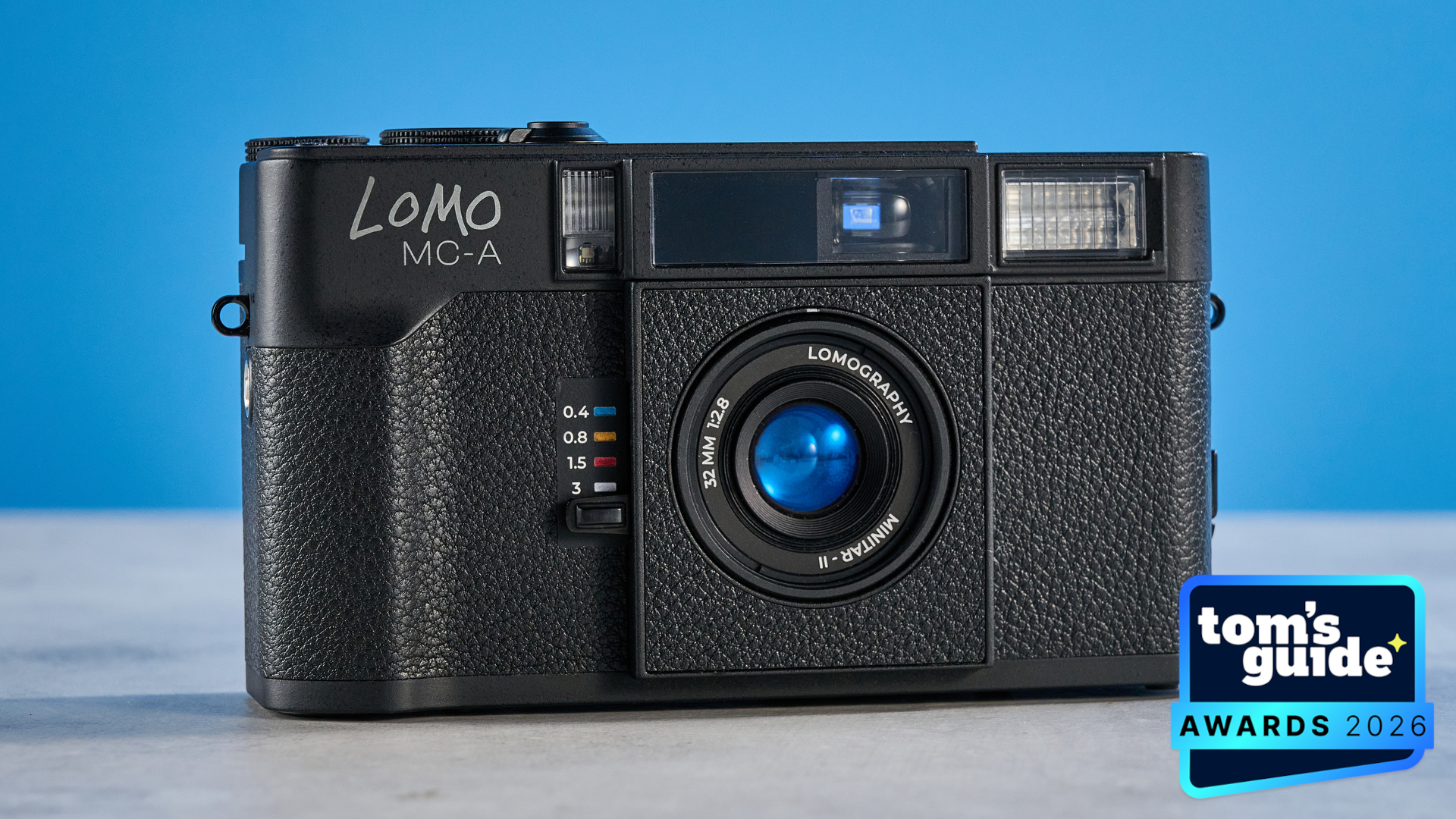 The Lomography Lomo MC-A with a TG Awards 2026 badge