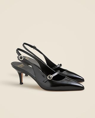 Made-In-Italy Colette Buckle Slingback Pumps in Leather