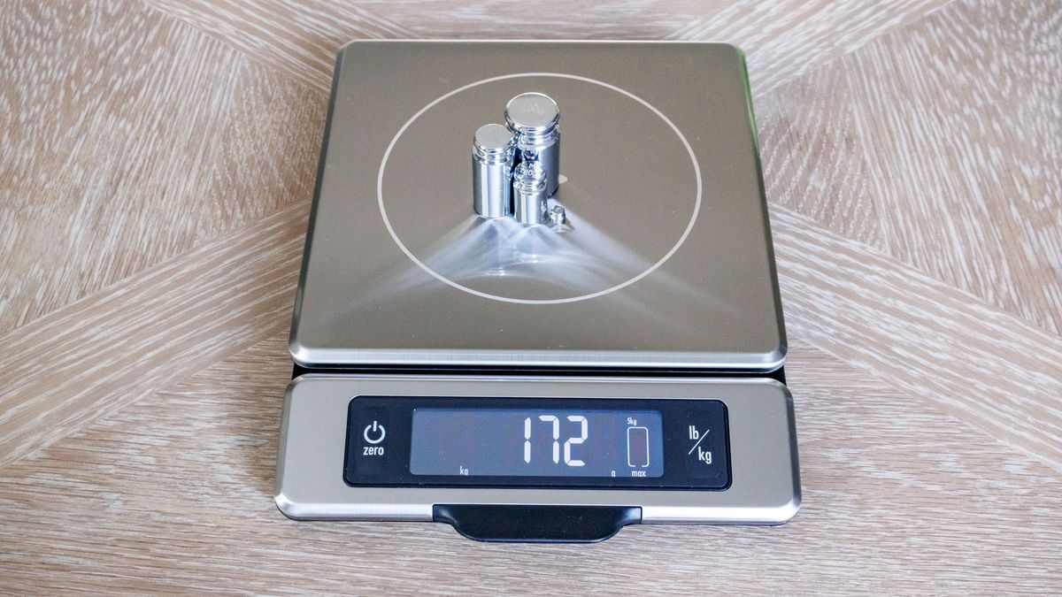 OXO Good Grips 11lb Food Scale, weighing 170g