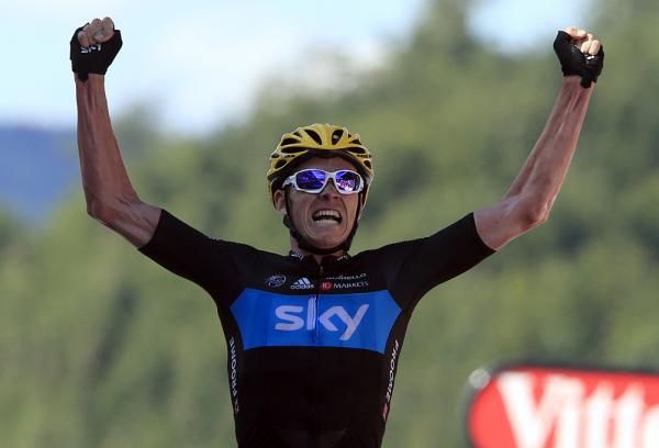Chris Froome (Sky) takes the win on La Planche des Belles Filles