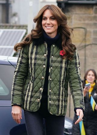 The Princess of Wales wearing a quilted Burberry coat