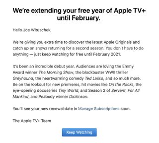 Apple Tv Plus Extended Trial Email