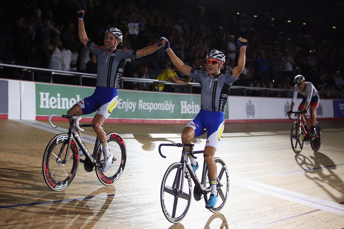 Kenny De Ketele and Moreno De Pauw celebrate winning Six Day London