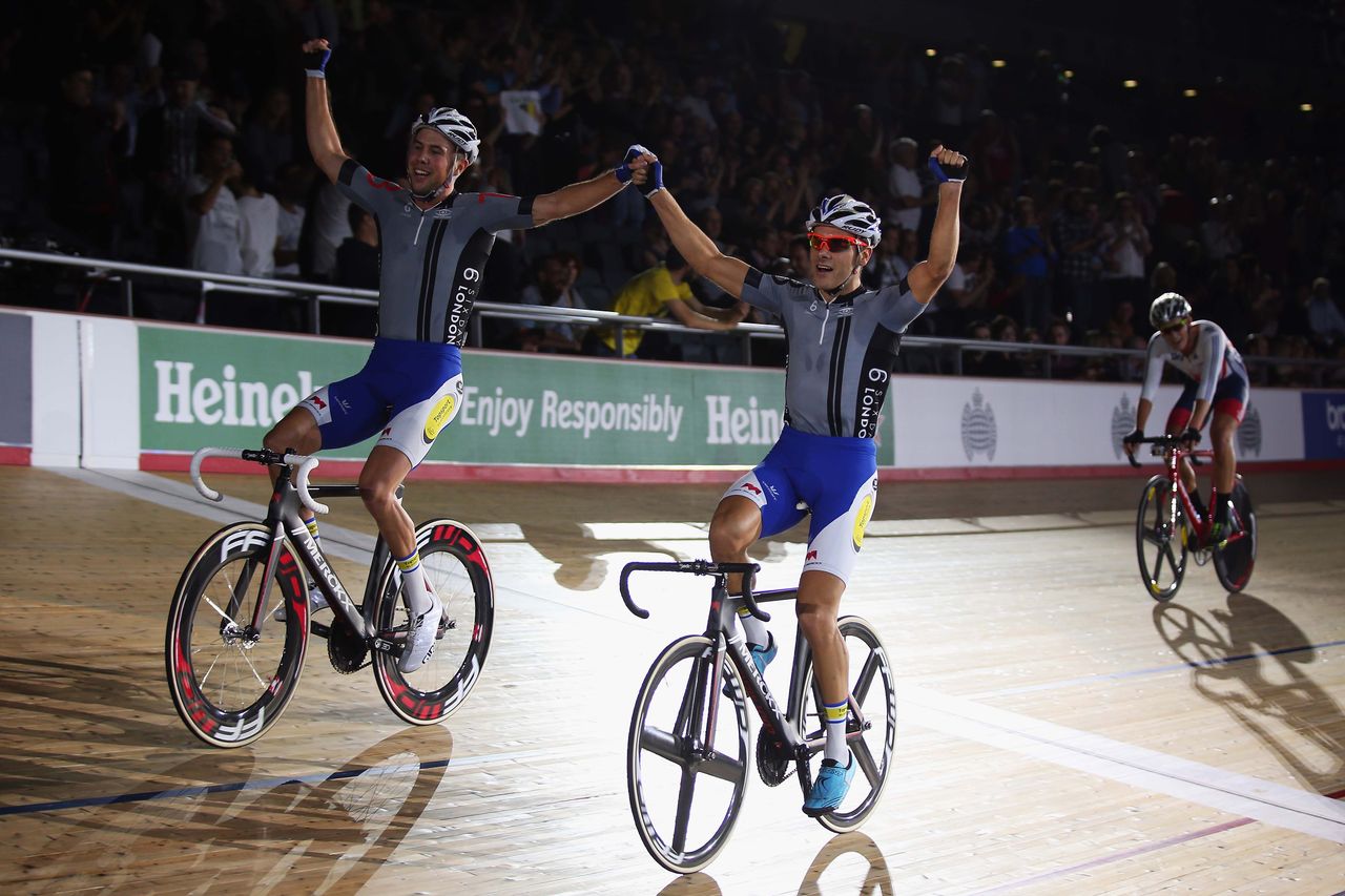 Kenny De Ketele and Moreno De Pauw celebrate winning Six Day London