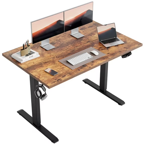 47.2-inch rustic brown standing desk with hooks