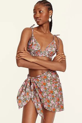 floral bathing suit bikini set with sarong