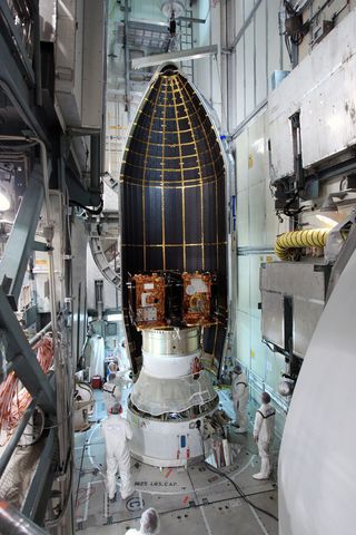 The payload fairing is added to the GRAIL booster.