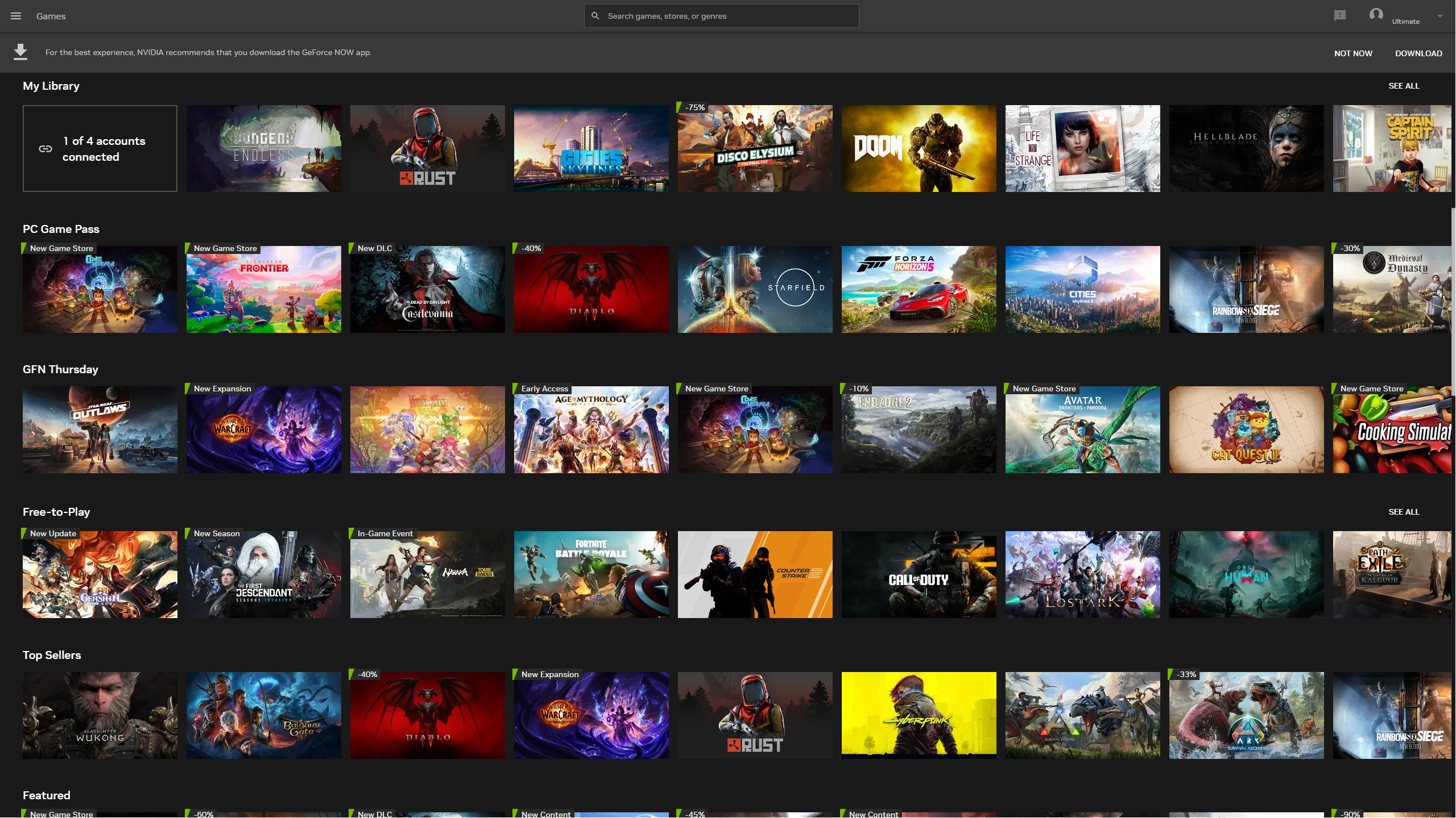 The Geforce Now Game Library.