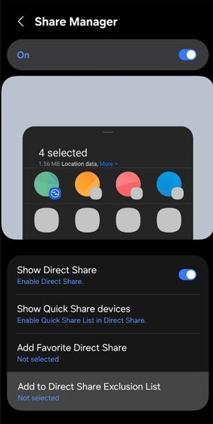Samsung's Home Up module for Good Lock beta tests a Share Manager change, which lets users customize the apps that appear when sharing content.