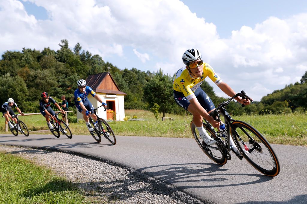 RZESZOW POLAND AUGUST 11 Joo Pedro Gonalves Almeida of Portugal and Team Deceuninck QuickStep Yellow Leader Jersey during the 78th Tour de Pologne 2021 Stage 3 a 226km stage from Sanok to Rzeszw TourdePologne TDP2021 UCIWT on August 11 2021 in Rzeszow Poland Photo by Bas CzerwinskiGetty Images