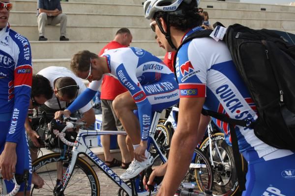 Tom Boonen (Quick Step) warms up for the Tour of Qatar prologue.