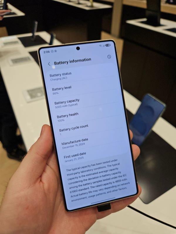 battery health info page on a Galaxy S25