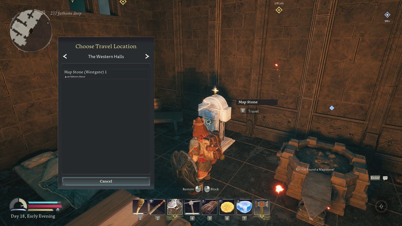 Return to Moria fast travel between Mapstones