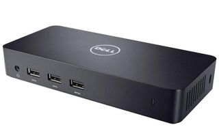 En produktbild på en svart Dell D3100 som visas upp mot en vit bakgrund.