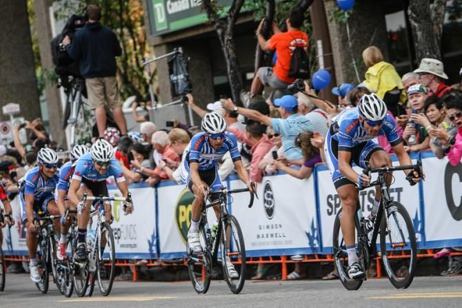 UnitedHealthcare came to the front with one lap to go to set up for the sprint.