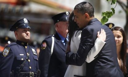 President Obama made no big public speeches during his visit to the World Trade Center site on Thursday, choosing instead to meet with 9/11 victims' families in a quiet ceremony.