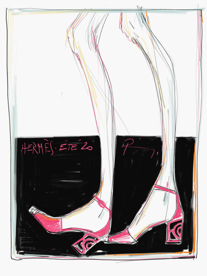 Hermès Audace heel sketch by Pierre Hardy