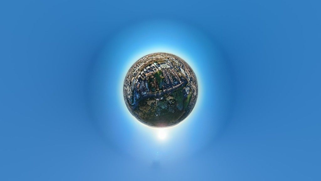 A photo of a city taken on a DJI Flip drone