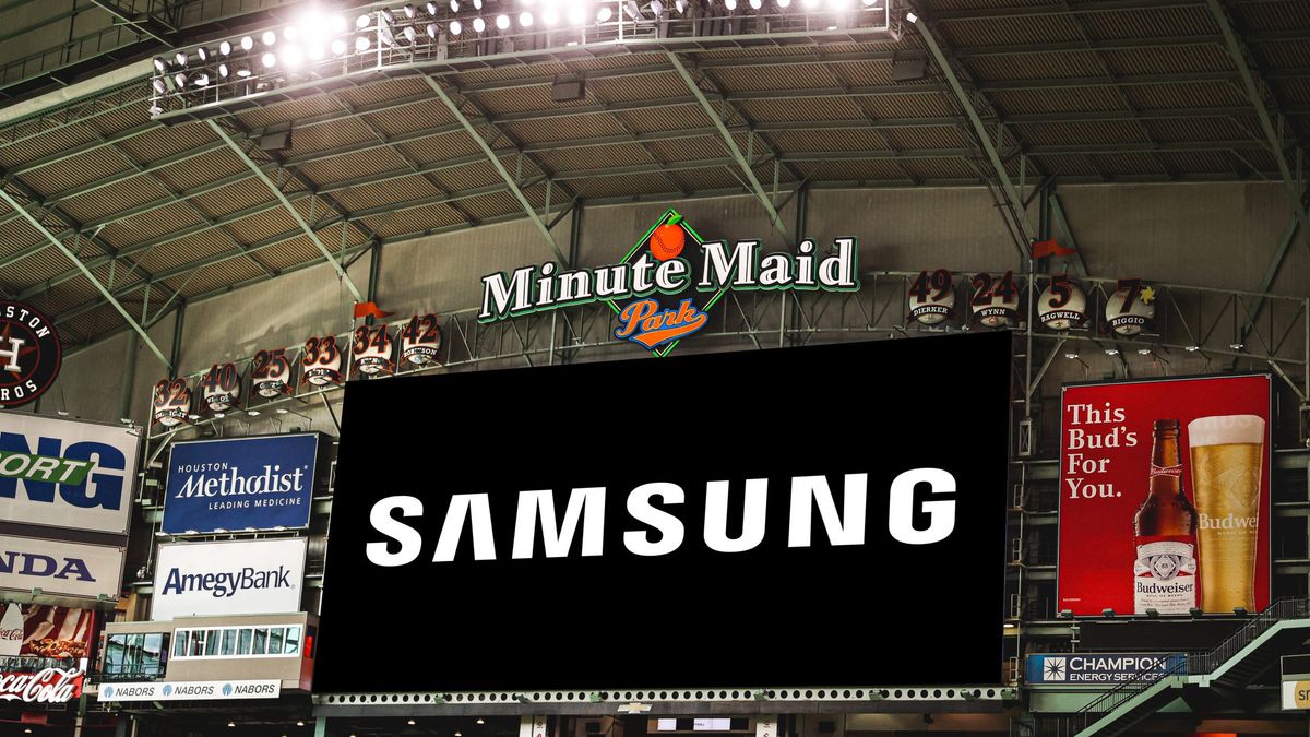 The new digital scoreboard at the Houston Astros Minute Maid Park provided by Samsung. 