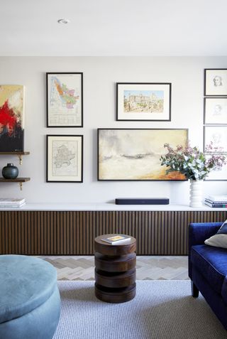 A living room gallery wall