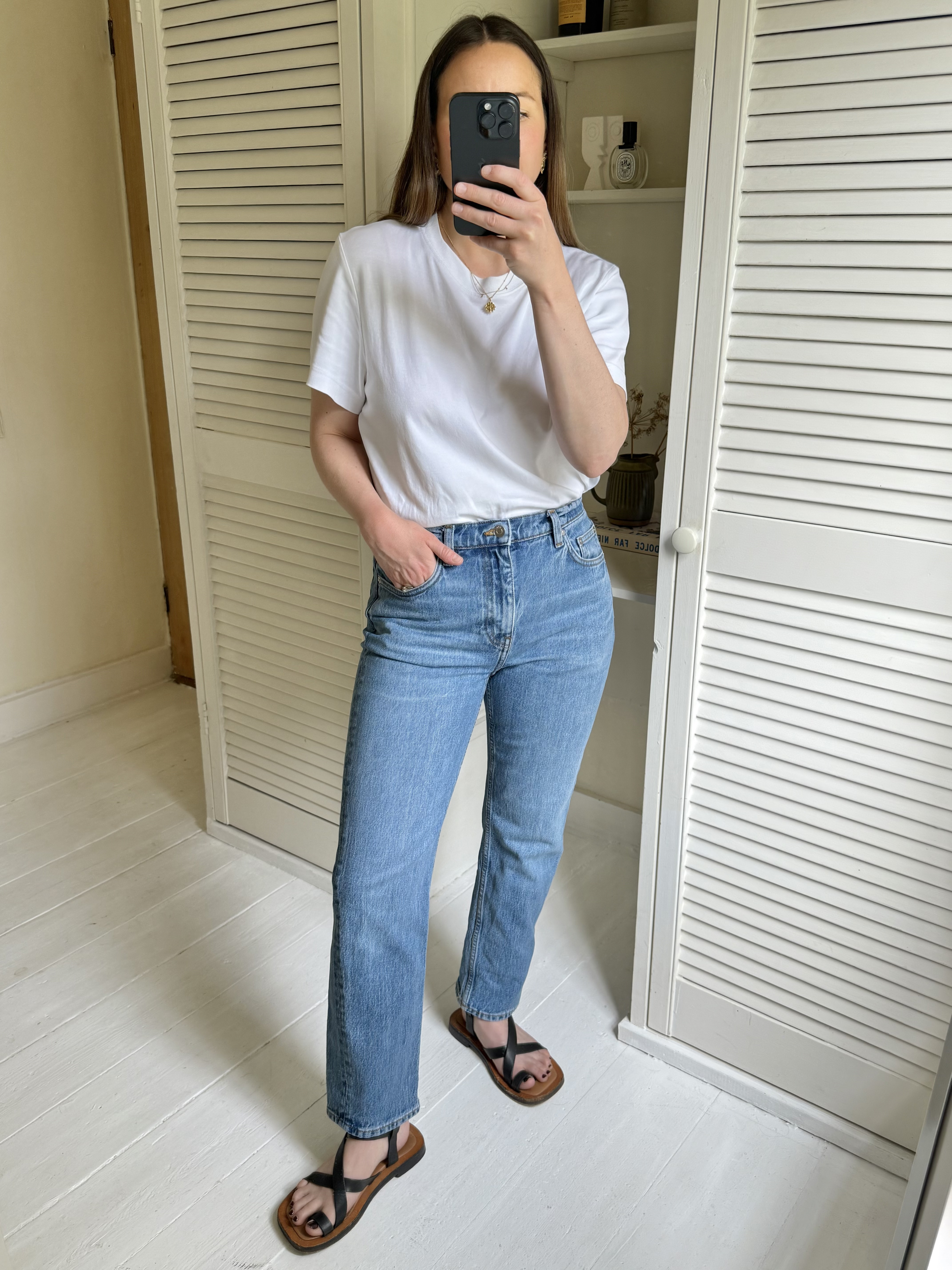 Emily Dawes tries on Arket's best-selling Jade Slim jeans