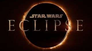 A full eclipse forms behind the Star Wars Eclipse logo.