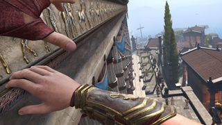 Climbing a Greek temple in Assassin's Creed Nexus