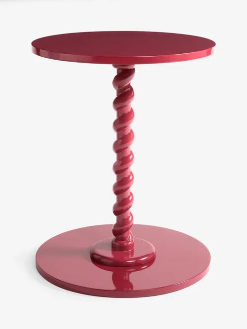 Red Twist Base Side Table